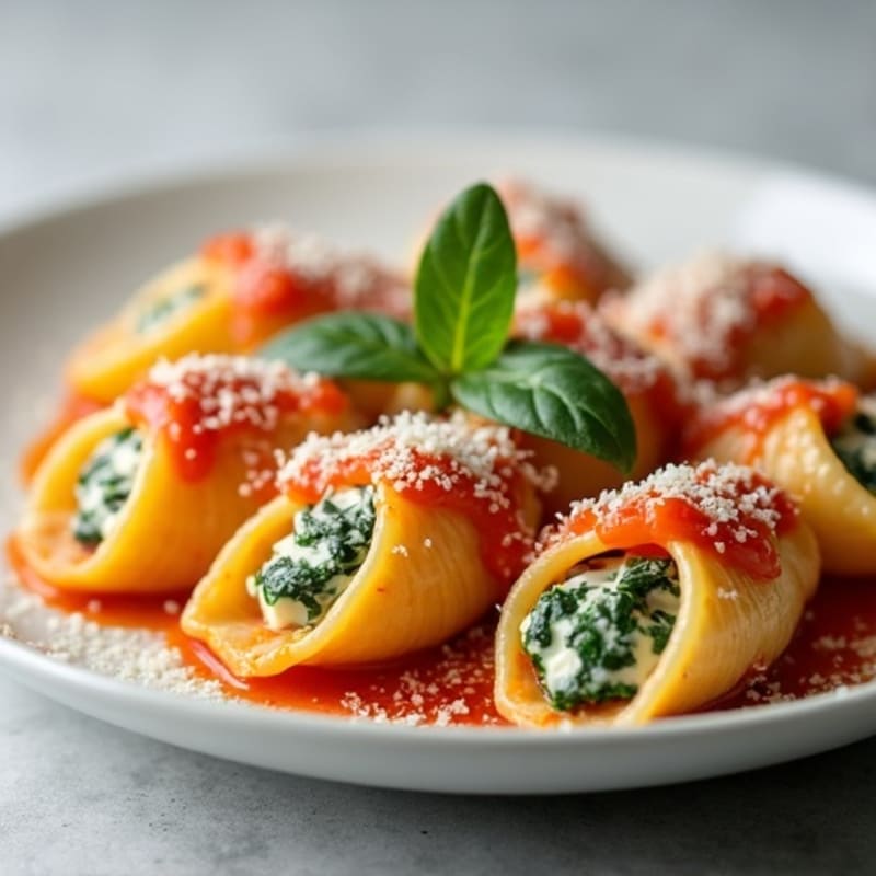 Creamy Ricotta-Spinach Stuffed Pasta Shells