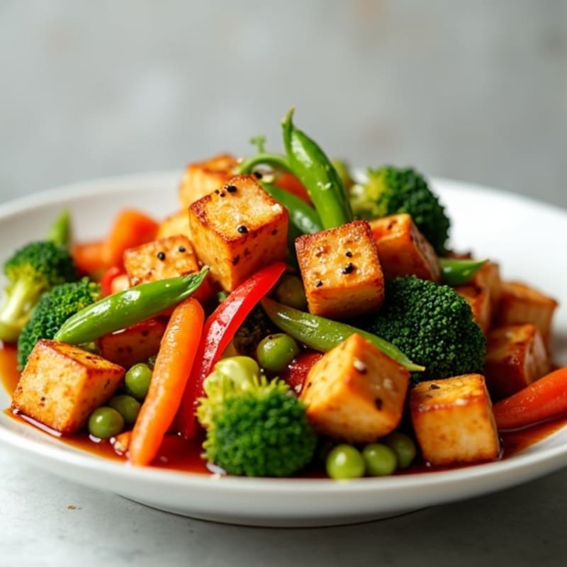Crispy Sesame Tofu Stir-Fry with Fresh Vegetables