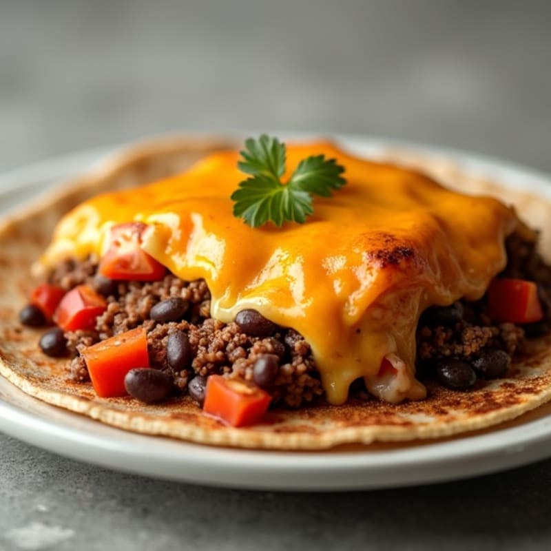 Hearty Lean Beef and Black Bean Cheesy Tortilla Bake