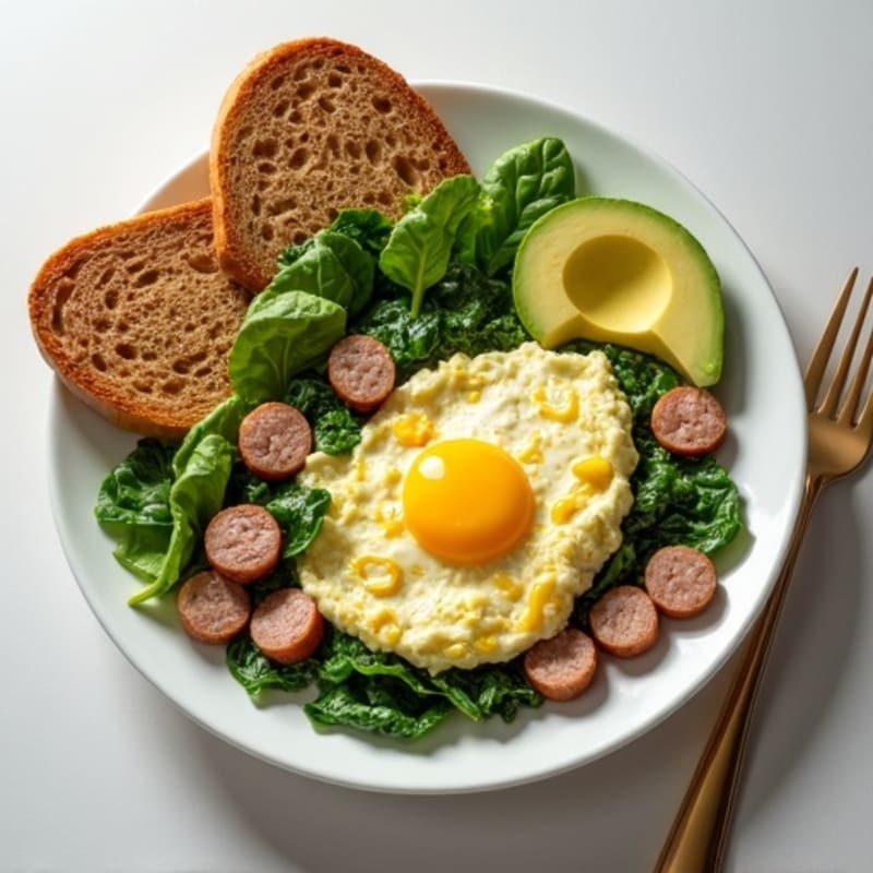 Egg White Scramble with Spinach and Turkey Sausage