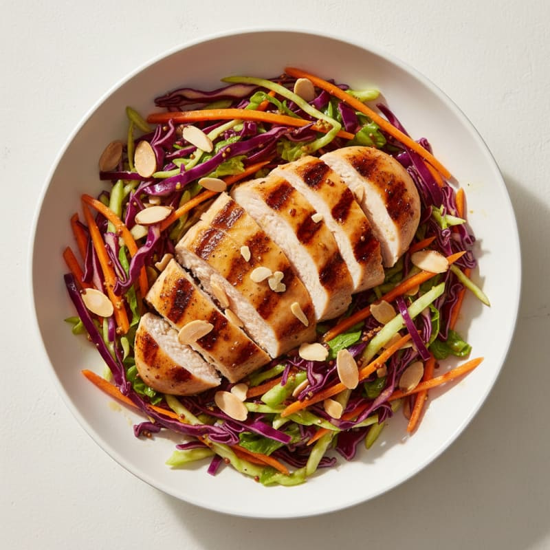 Grilled Chicken Breast with Crunchy Cabbage Slaw