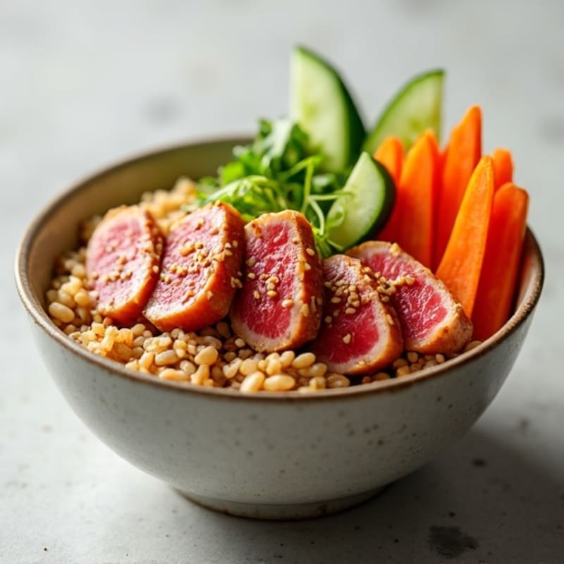 Sesame-Ginger Seared Tuna Poke Bowl