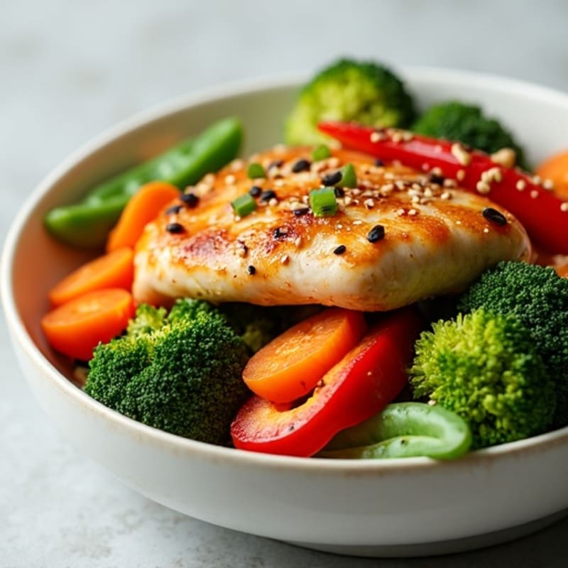 Sesame Ginger Chicken Stir-fry with Crispy Vegetables