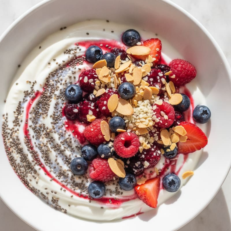 Creamy Greek Yogurt Bowl with Chia Seeds and Mixed Berries