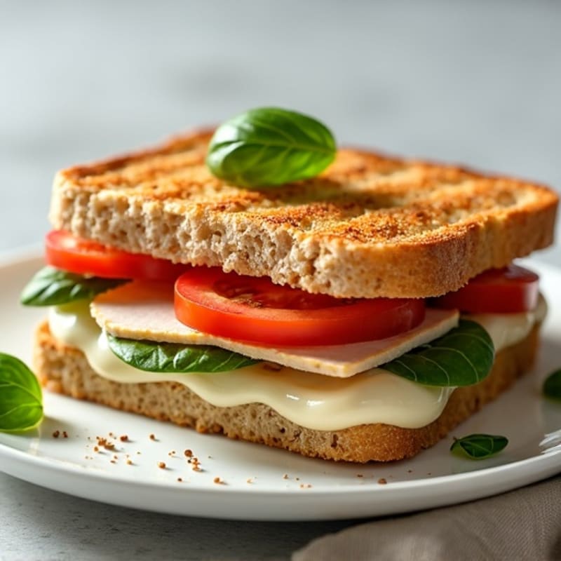 Grilled Mozzarella Tomato Basil Sandwich