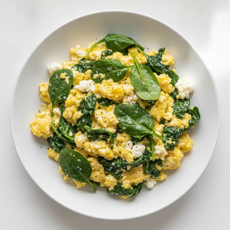 High-Protein Creamy Spinach Scramble