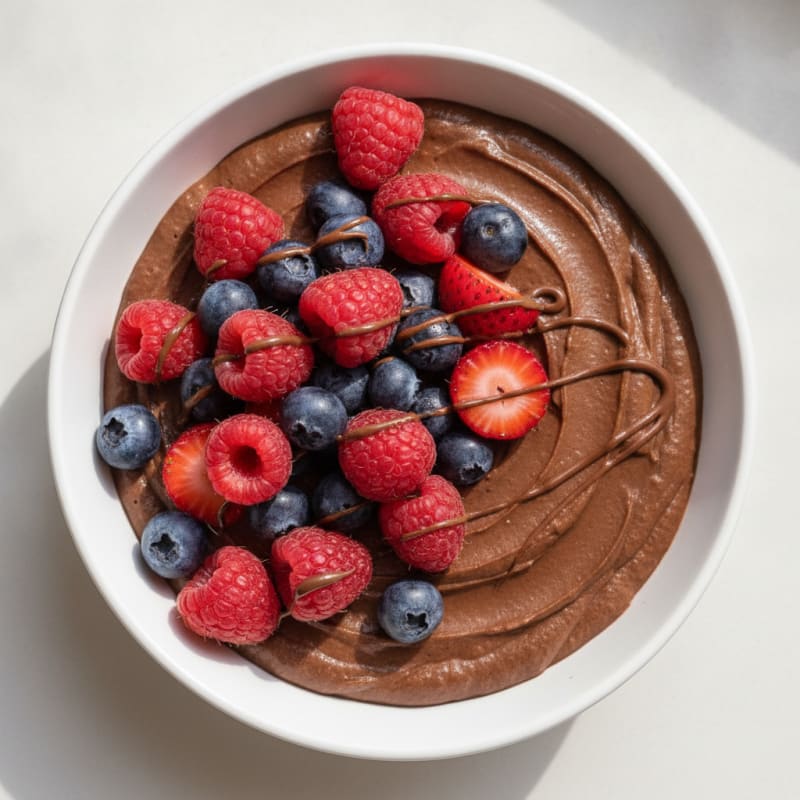 Creamy Chocolate Protein Pudding with Mixed Berries