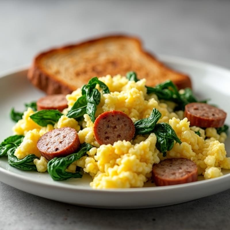Egg White Scramble with Spinach and Turkey Sausage