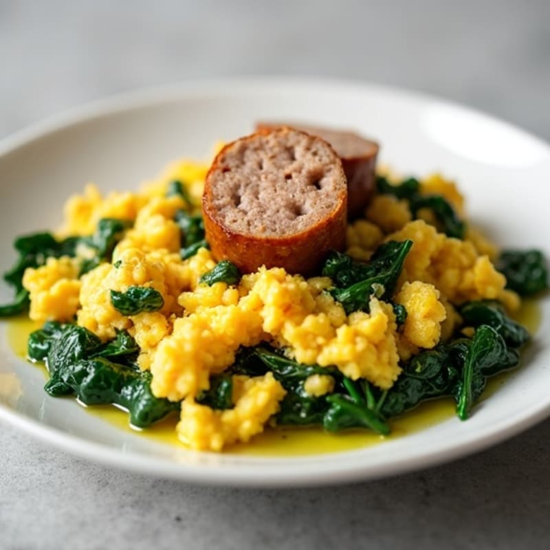 Egg White Scramble with Turkey Sausage and Spinach