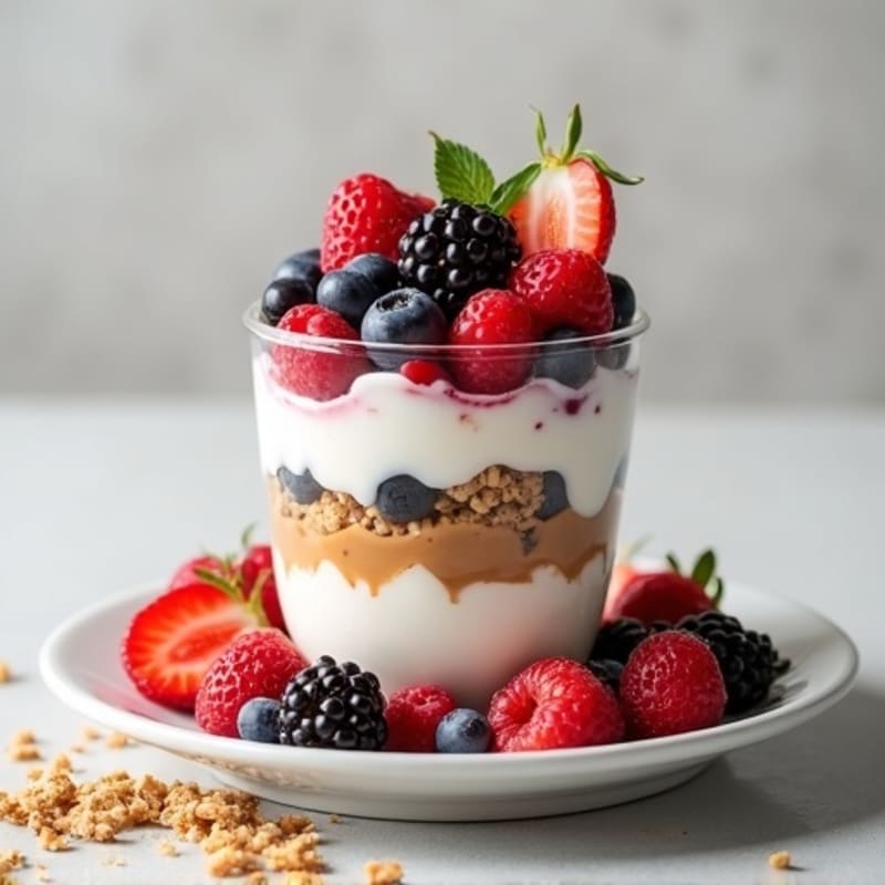Creamy Greek Yogurt Parfait with Almond Butter and Mixed Berries