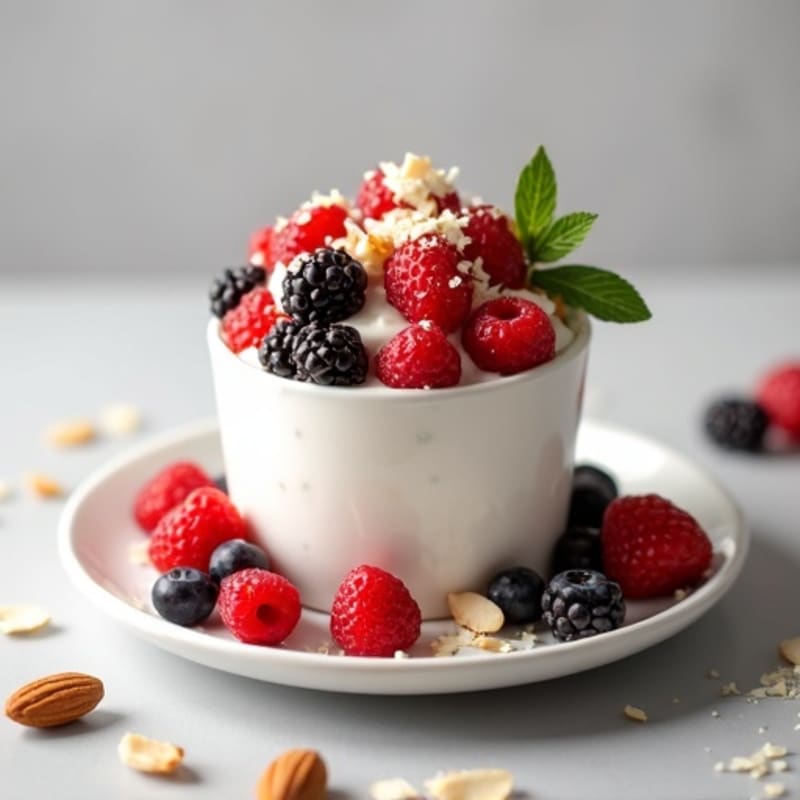 Creamy Greek Yogurt Parfait with Berries and Almonds