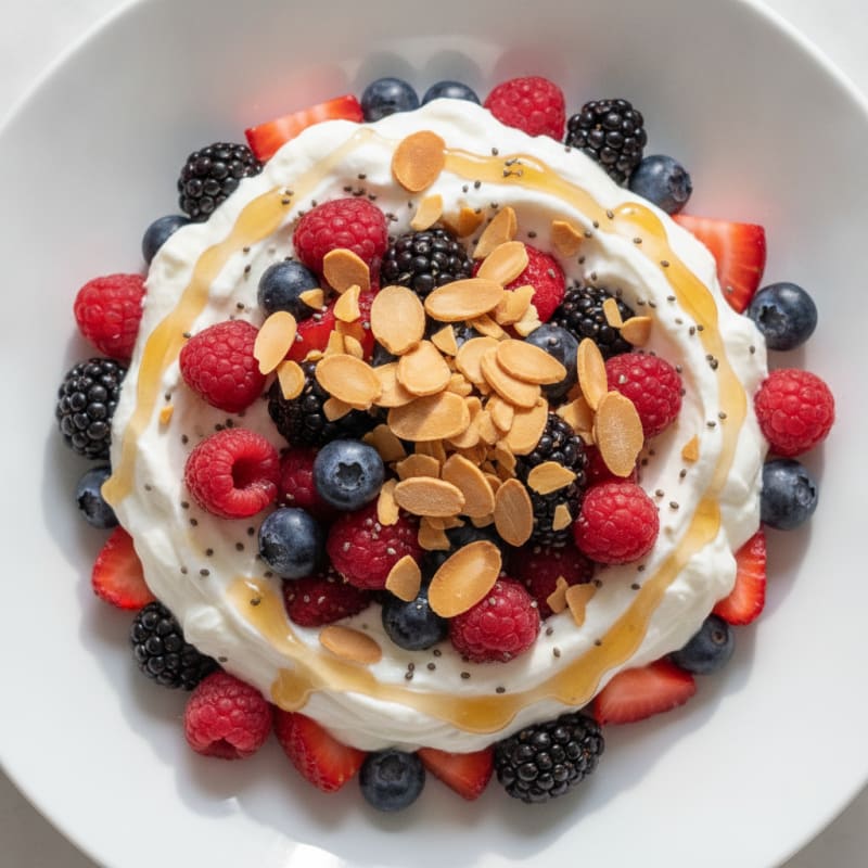 Greek Yogurt Protein Parfait with Mixed Berries