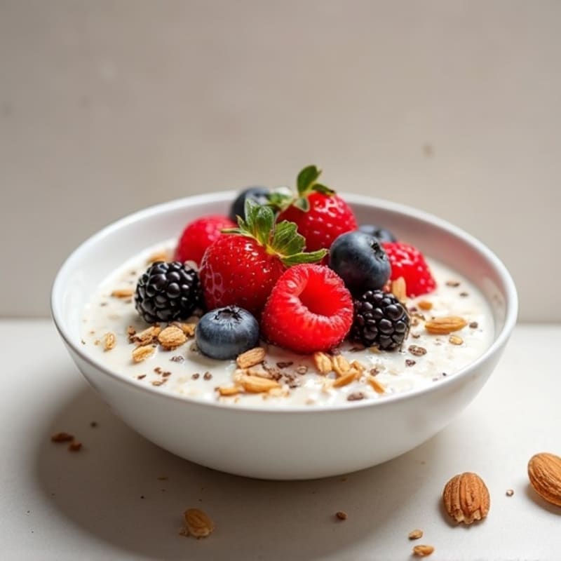 Creamy Overnight Oats with Fresh Berries and Toasted Nuts