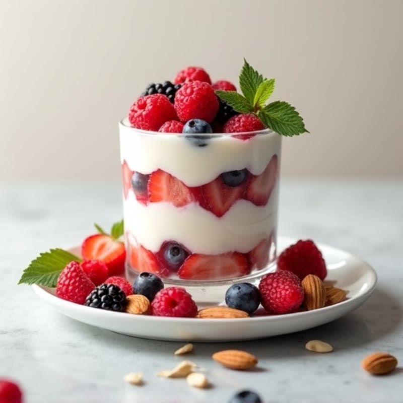 Greek Yogurt Protein Parfait with Berries and Almonds