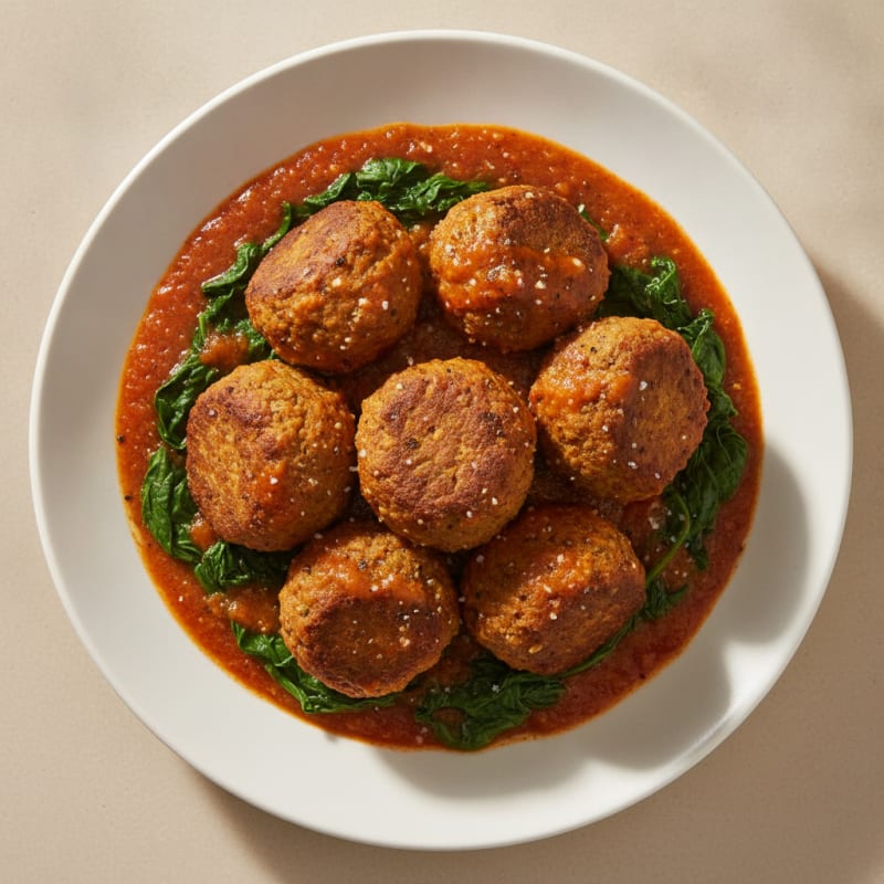 Lentil Kofta Curry with Braised Greens