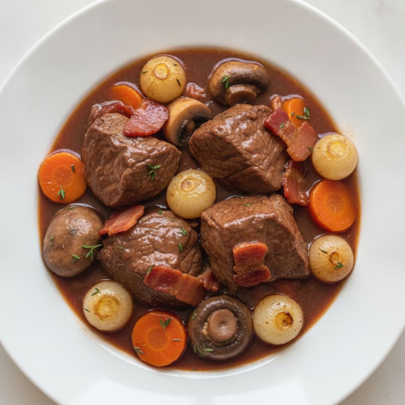 Classic Beef Bourguignon with Pearl Onions