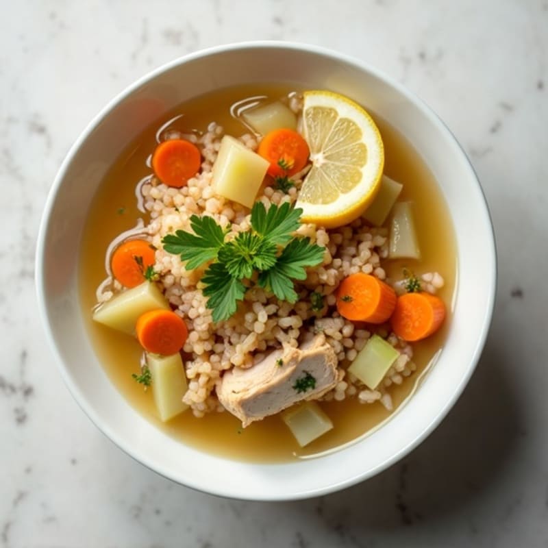 Hearty Lemon Herb Chicken and Rice Soup