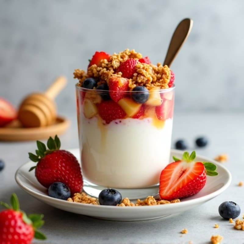Greek Yogurt Protein Parfait with Mixed Fruit