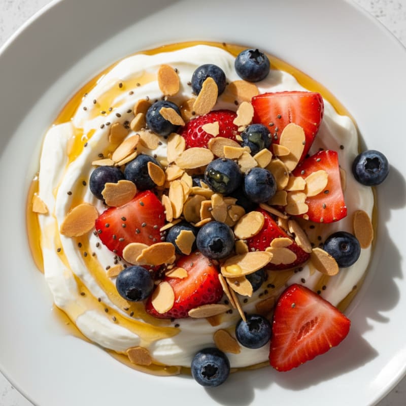 Greek Yogurt Protein Parfait with Berries and Almonds