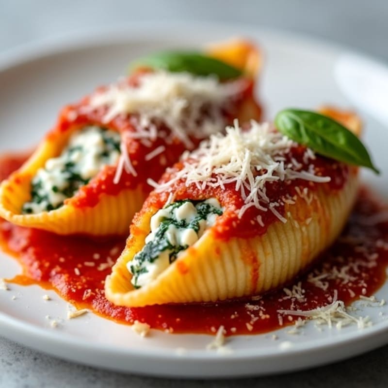 Baked Creamy Ricotta and Spinach Stuffed Shells