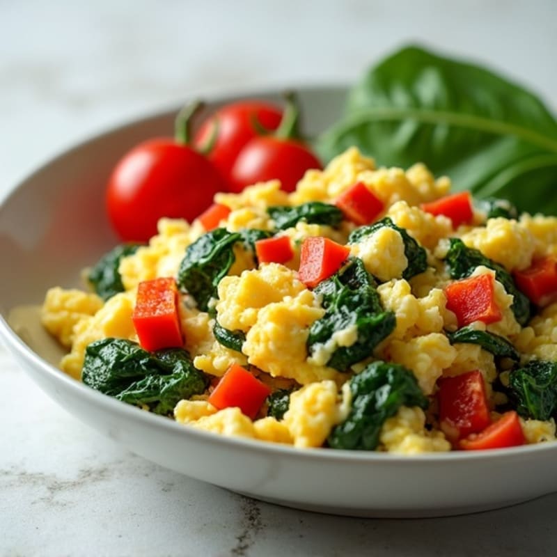 Savory Egg and Spinach Scramble with Bell Peppers