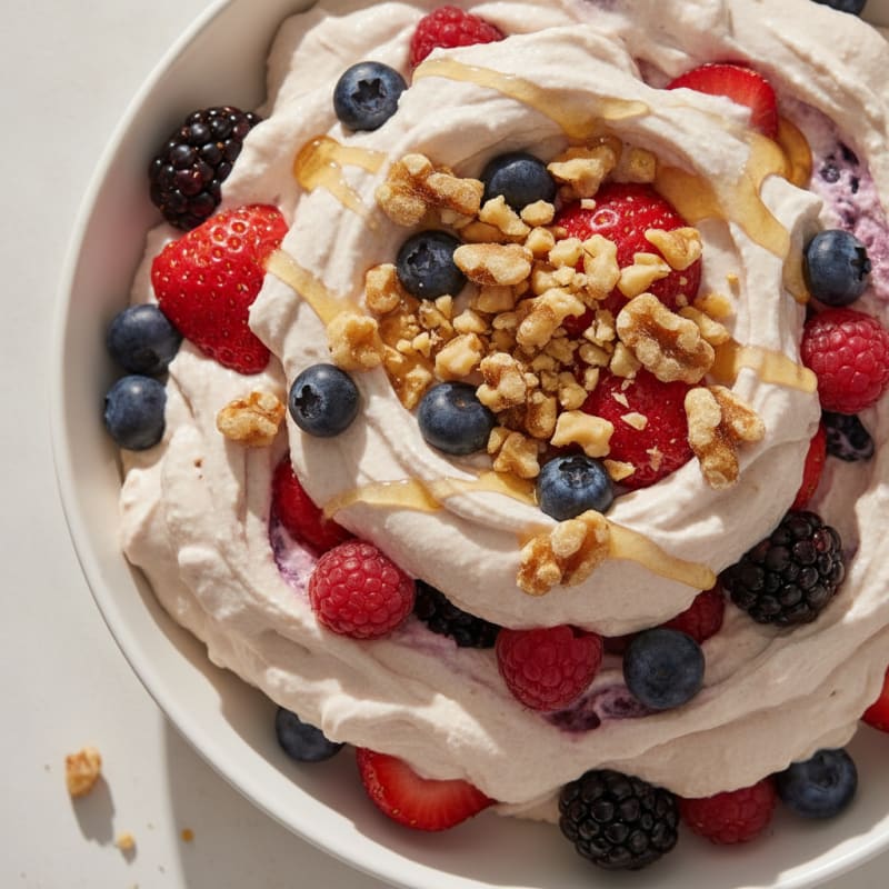 Greek Yogurt Protein Mousse with Mixed Berries