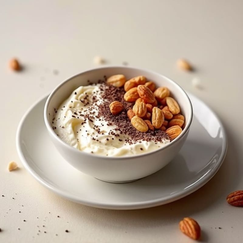 Creamy Cottage Cheese Bowl with Pine Nuts and Dark Chocolate Sprinkles
