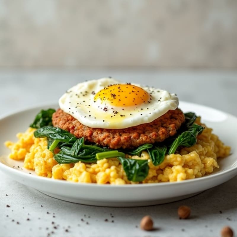 Egg White Scramble with Spinach and Turkey Sausage