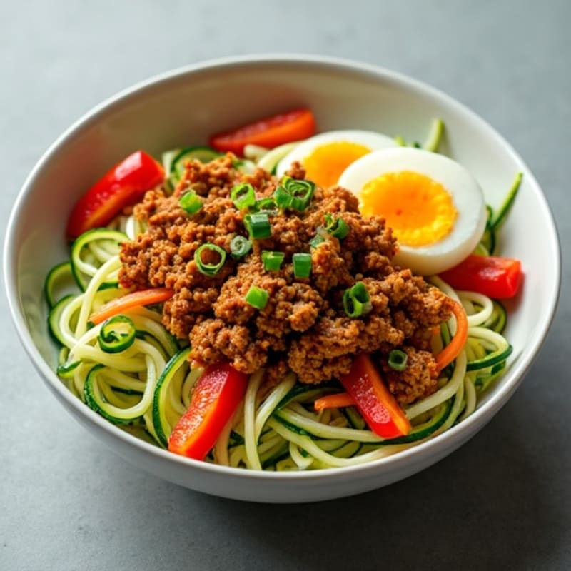 Spicy Ginger-Garlic Ground Pork Noodle Bowl