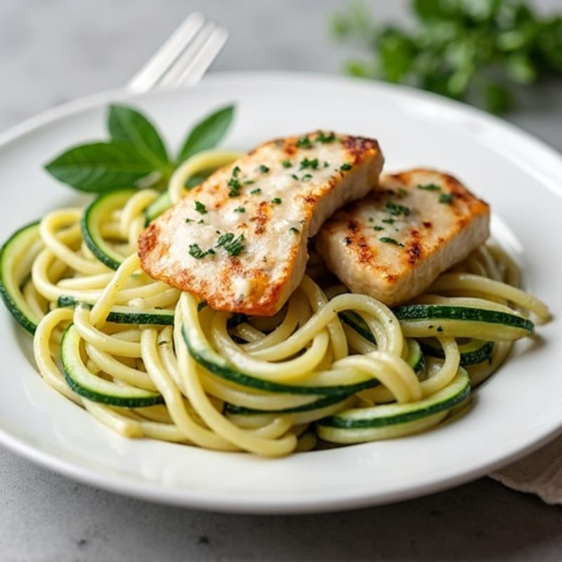 Creamy Chicken Alfredo with Zucchini Noodles