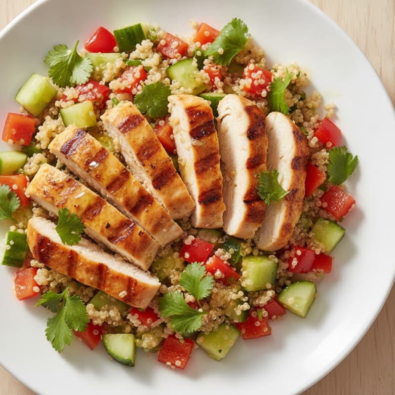 Grilled Chicken and Quinoa Salad with Crunchy Vegetables