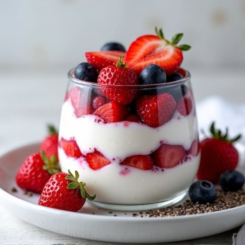 Cottage Cheese and Greek Yogurt Parfait with Mixed Berries and Chia Seeds