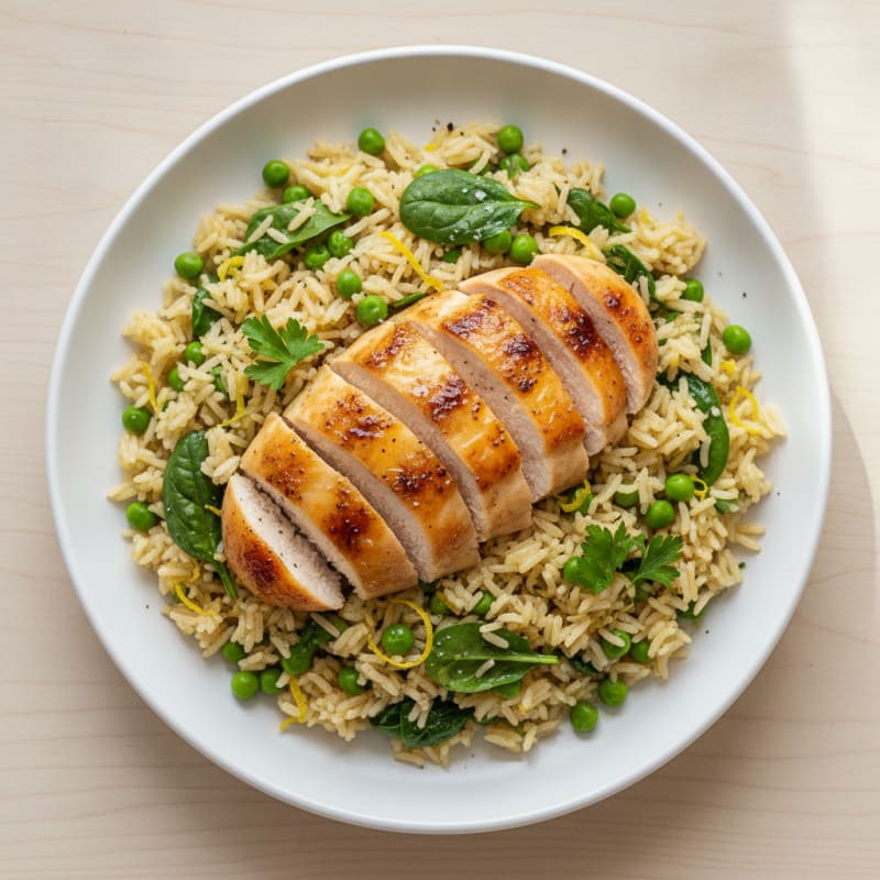 Lemon Herb Rice Pilaf with Roasted Chicken