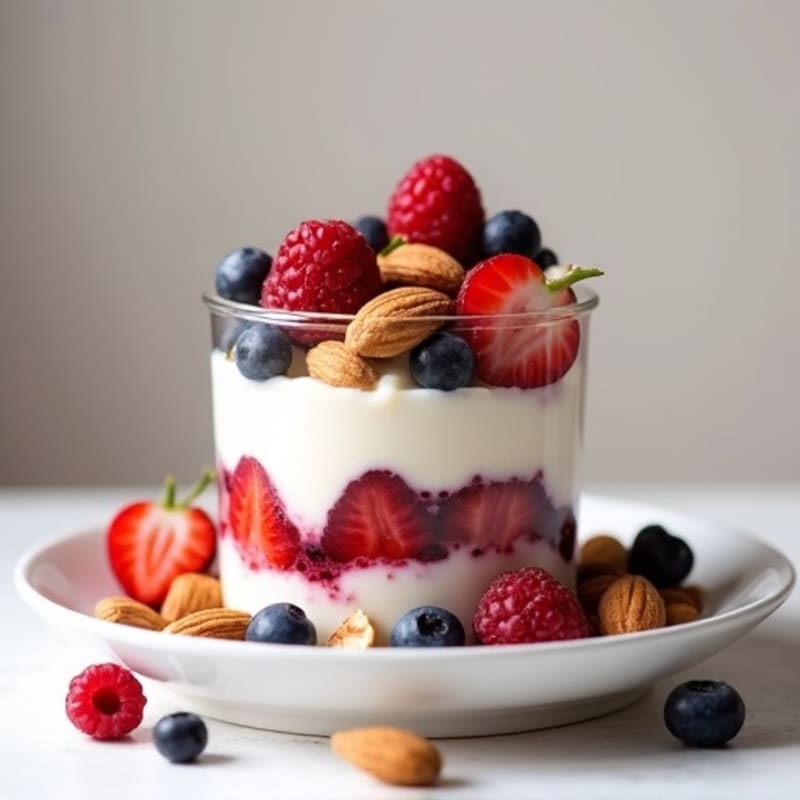 Cottage Cheese and Berry Protein Parfait with Almonds