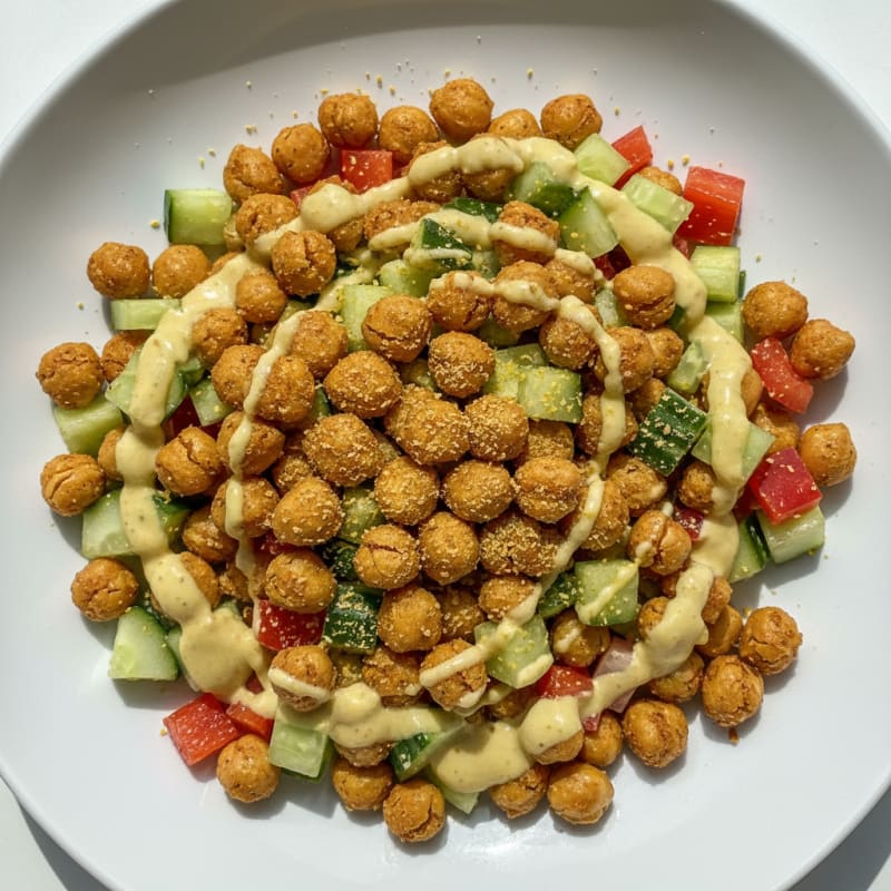 Crunchy Chickpea Salad with Lemon Tahini Dressing