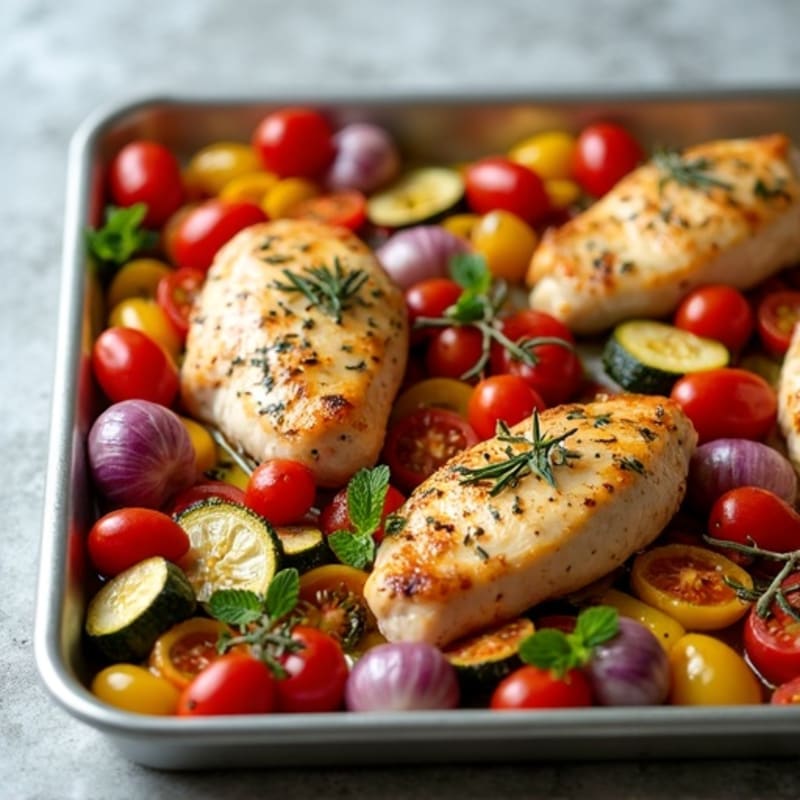 Sheet Pan Herb-Roasted Chicken with Rainbow Vegetables
