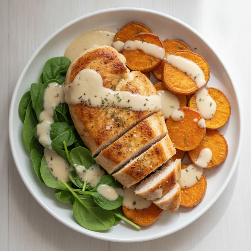 Chicken Breast with Sweet Potato and Cream Sauce