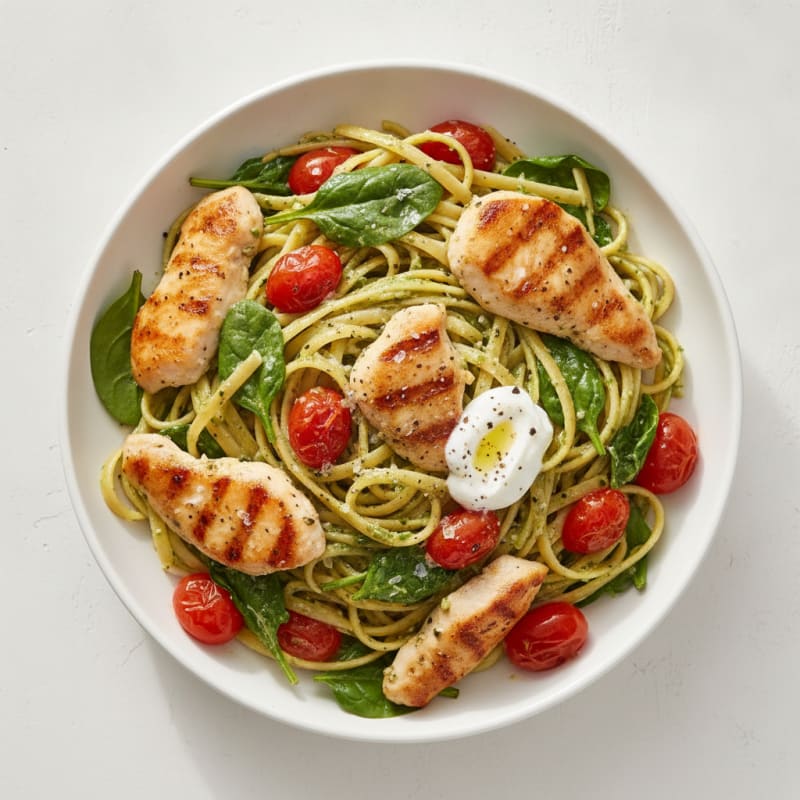 Creamy Pesto Chicken Linguine