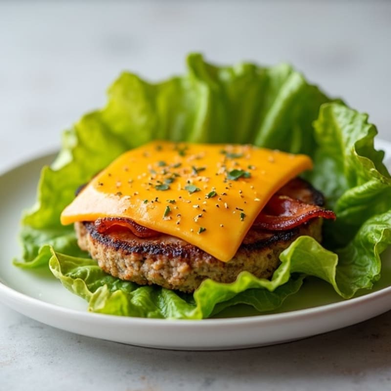 Grilled Lean Turkey Burgers with Crispy Bacon and Melted Cheddar Lettuce Wraps