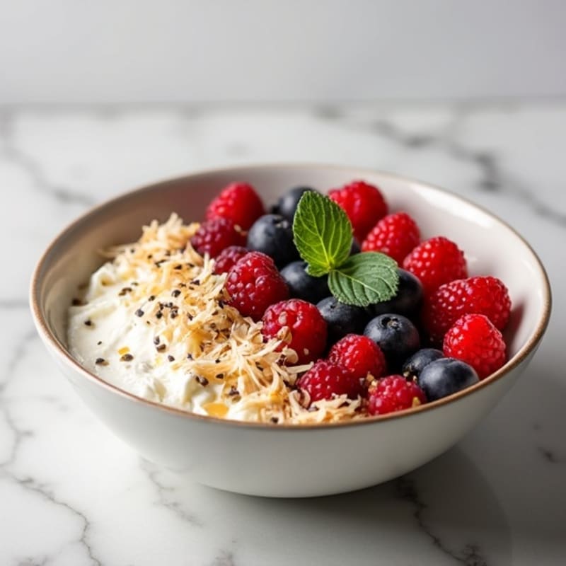 Cottage Cheese and Berry Protein Bowl with Chia Seeds