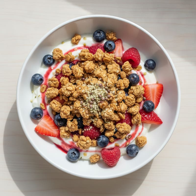 Greek Yogurt Parfait with Mixed Berries and Protein Granola