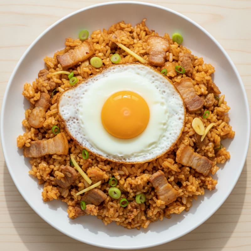 Kimchi Fried Rice with Pork Belly