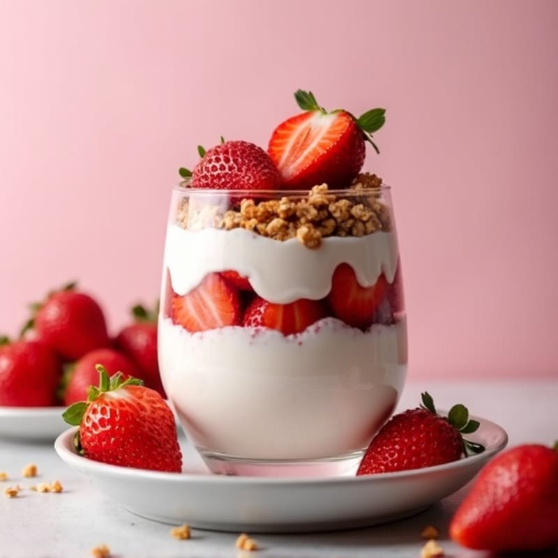 Greek Yogurt Protein Parfait with Fresh Strawberries