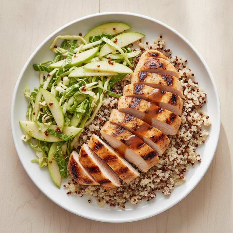 Grilled Chicken Breast with Crunchy Cabbage Slaw and Quinoa