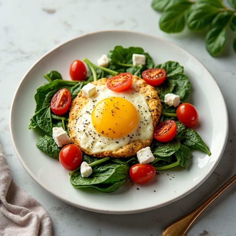 Egg White and Spinach Scramble with Feta and Cherry Tomatoes