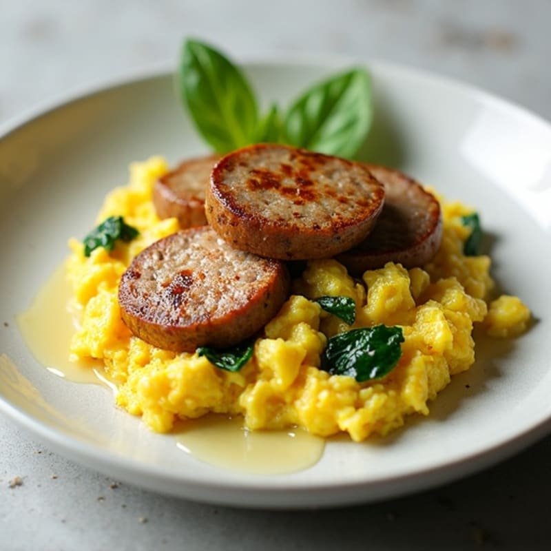 Egg White Scramble with Spinach and Turkey Sausage