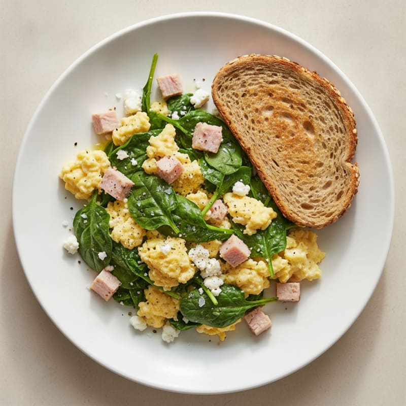 Scrambled Eggs with Spinach and Feta