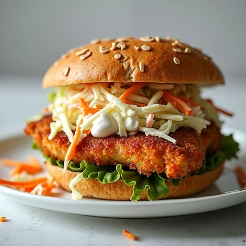 Crispy Baked Chicken Sandwich with Greek Yogurt Slaw