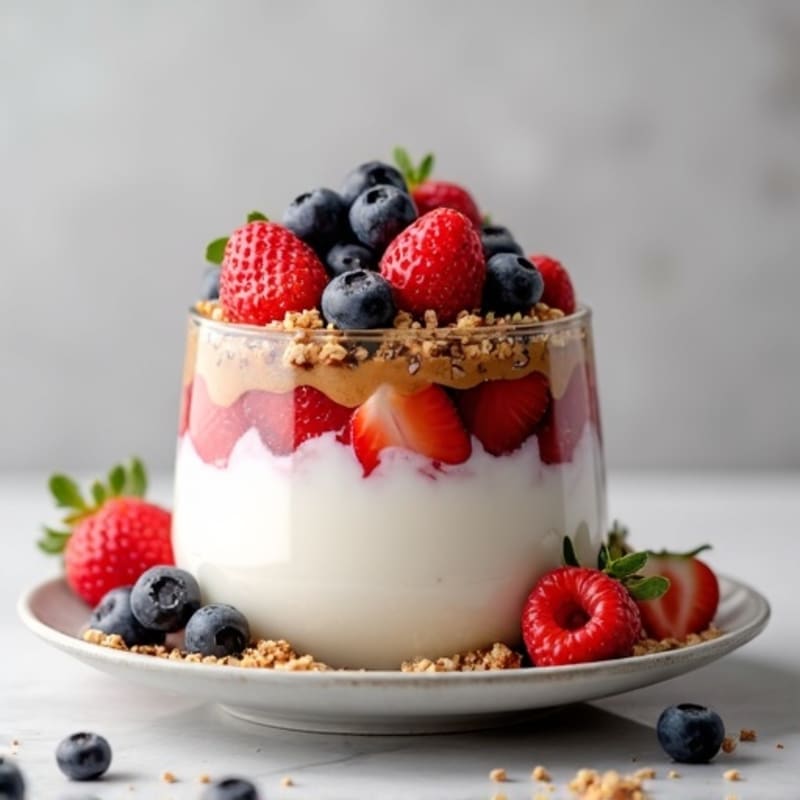 Creamy Greek Yogurt Parfait with Mixed Berries and Almond Butter