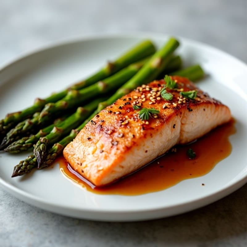 Flaky Teriyaki Glazed Salmon with Roasted Asparagus